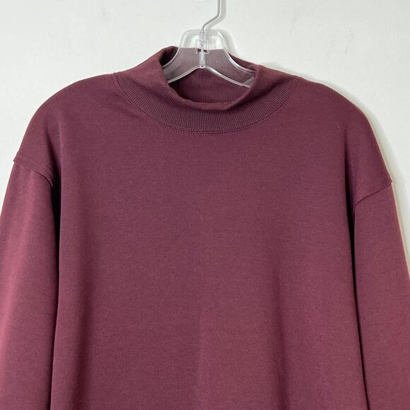 Harmony & Balance Mock Neck Fleece Pullover Sweatshirt Burgundy Large - Picture 3 of 9